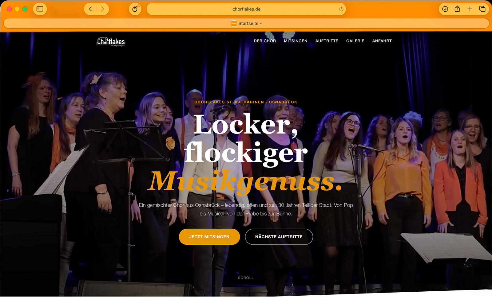 Chorflakes-Website vor dem Relaunch